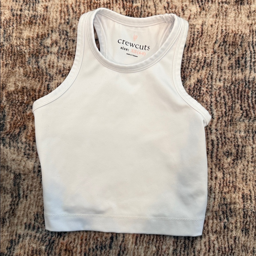 Crewcuts Girls Active Cropped White Tank Top